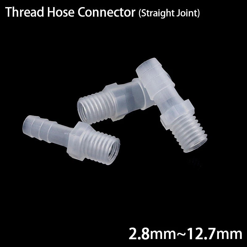 External Thread Straight Joint Plastic Tube Connector | 2.8–12.7mm Hose Barb Fitting