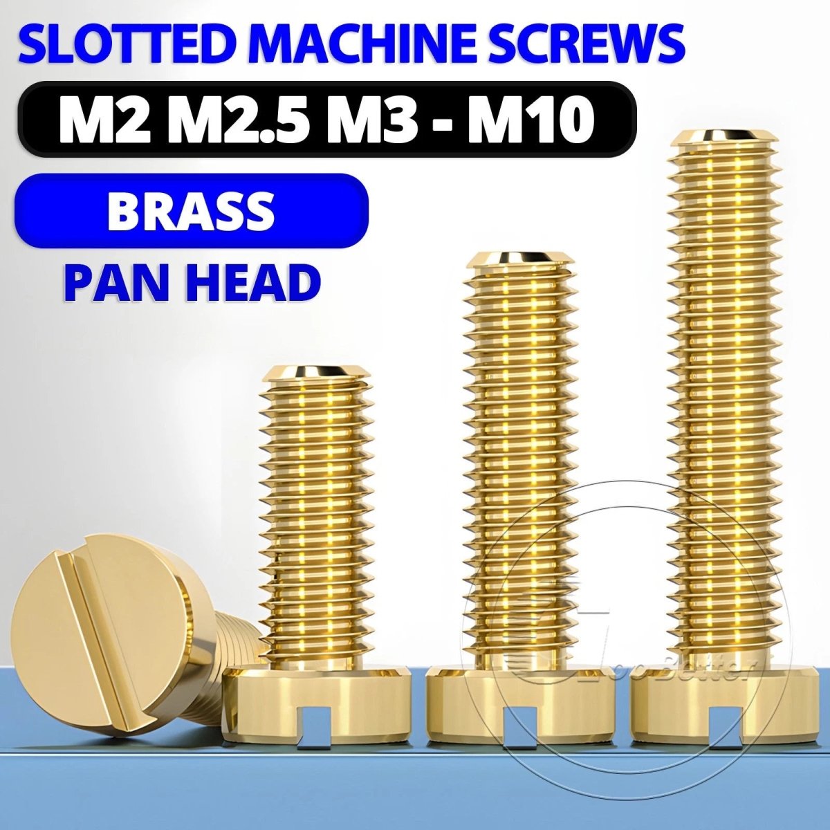 Brass Slotted Pan Head Machine Screws — M2 to M10, Multiple Lengths - HomeDIYer
