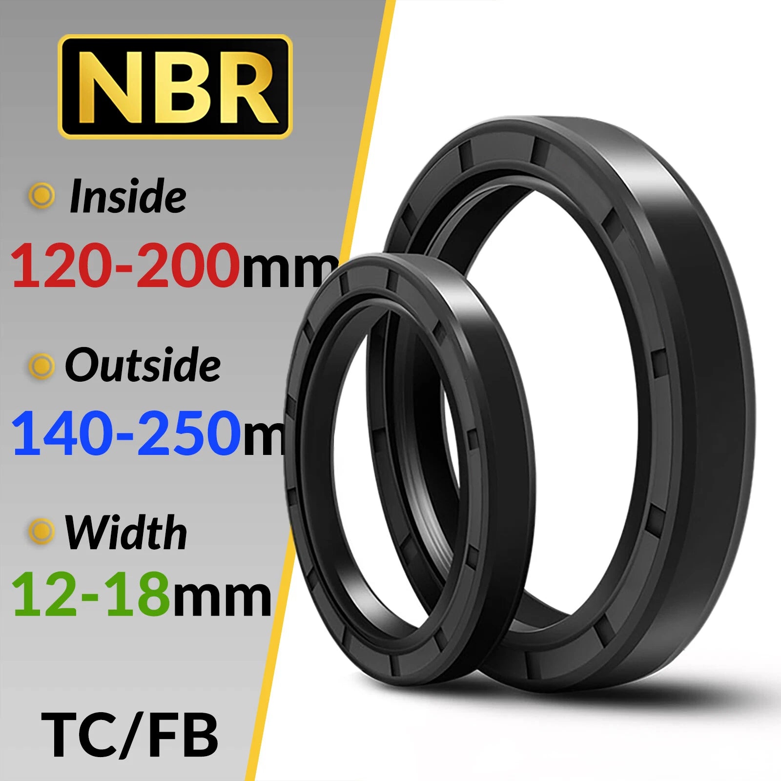 Metric NBR Oil Shaft Seal Dust Grease Seal TC Double Lip w Spring ID 120-200mm