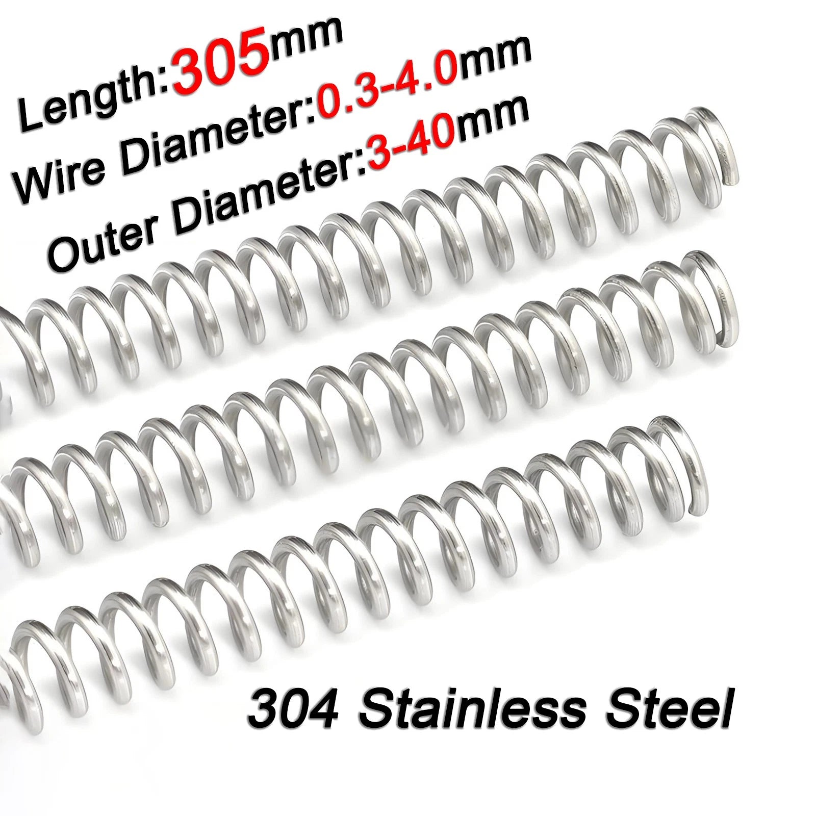 305mm Long Compression Spring 304 Stainless Steel Pressure-Coil Springs