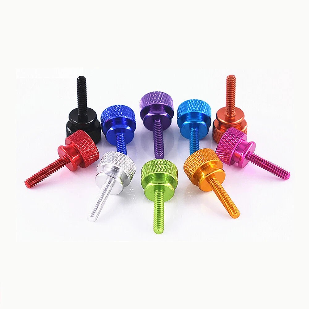 6 - 32 Flat Knurled Thumb Screws 16mm — Aluminum, 10 Colors, 6 Pack Sizes, DIY Hand Grip - HomeDIYer