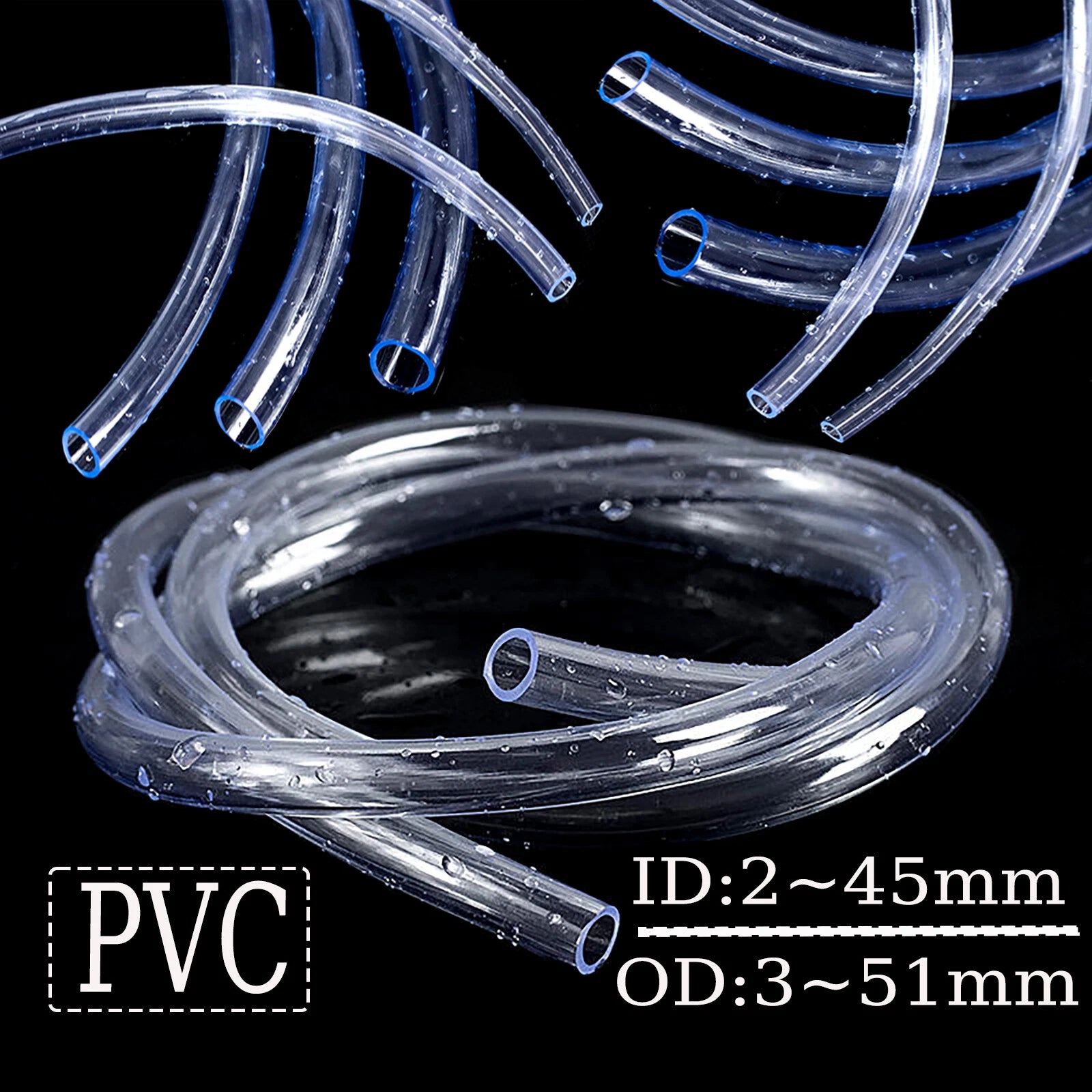 Clear Flexible PVC Tubing – OD 3mm to 57mm, Custom Cut Lengths