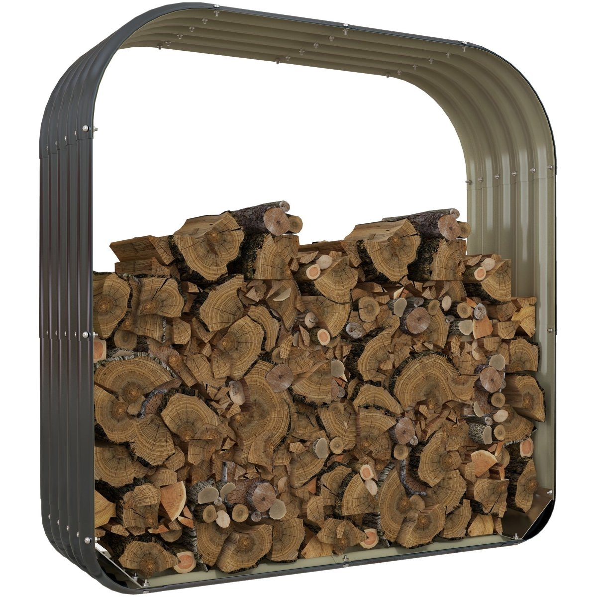 Outsunny Galvanized Steel Wood Shed Firewood Storage Rack, 4.7' x 1.4' x 4.7' Log Holder Storage Shed with Rubberized Edge for Safety & Gloves for Easy Assembly - HomeDIYer