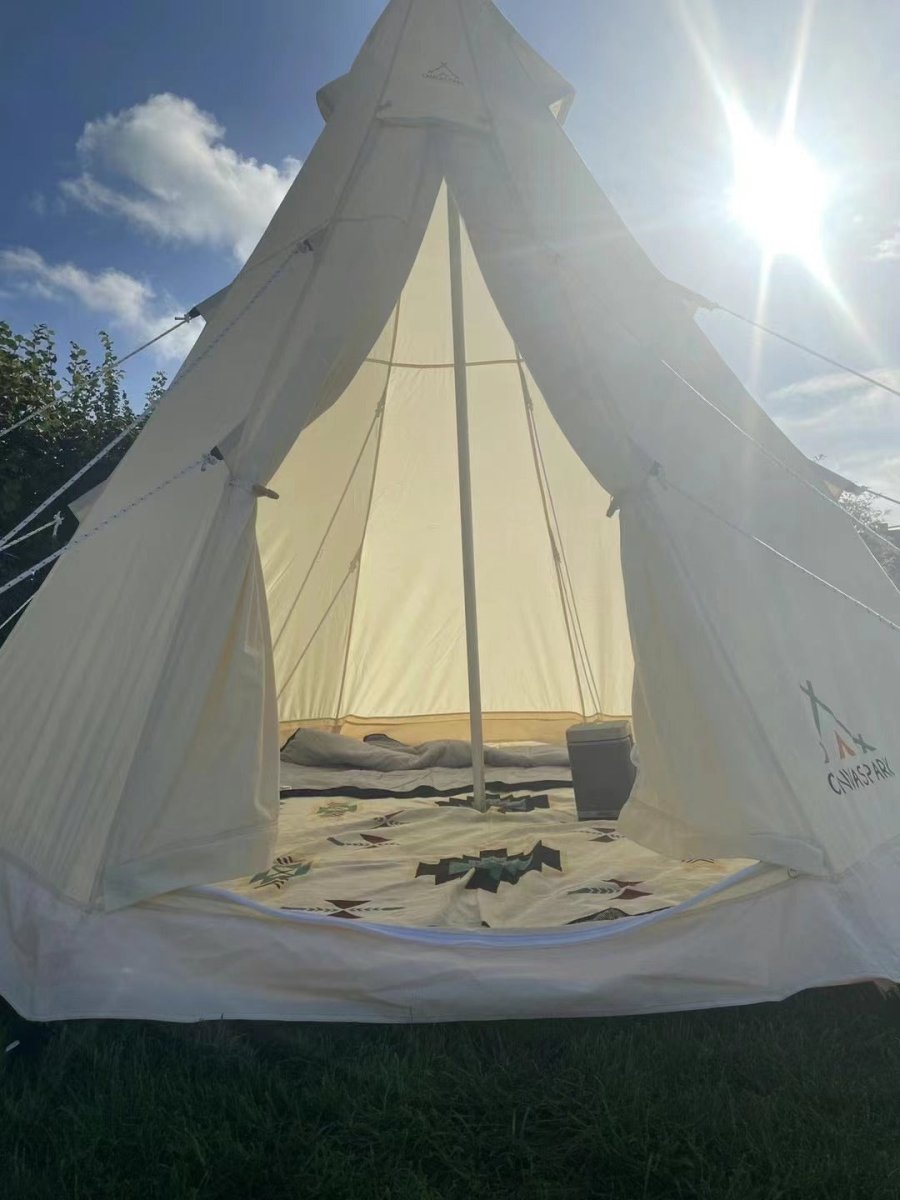 Bell Tent 4 Season 9.85ft Glamping Tent, Hot Tent,Ideal for Family Camping, Hiking,Canvas Tent with Aluminum Pole. Support Camouflage Fabric Customization - HomeDIYer