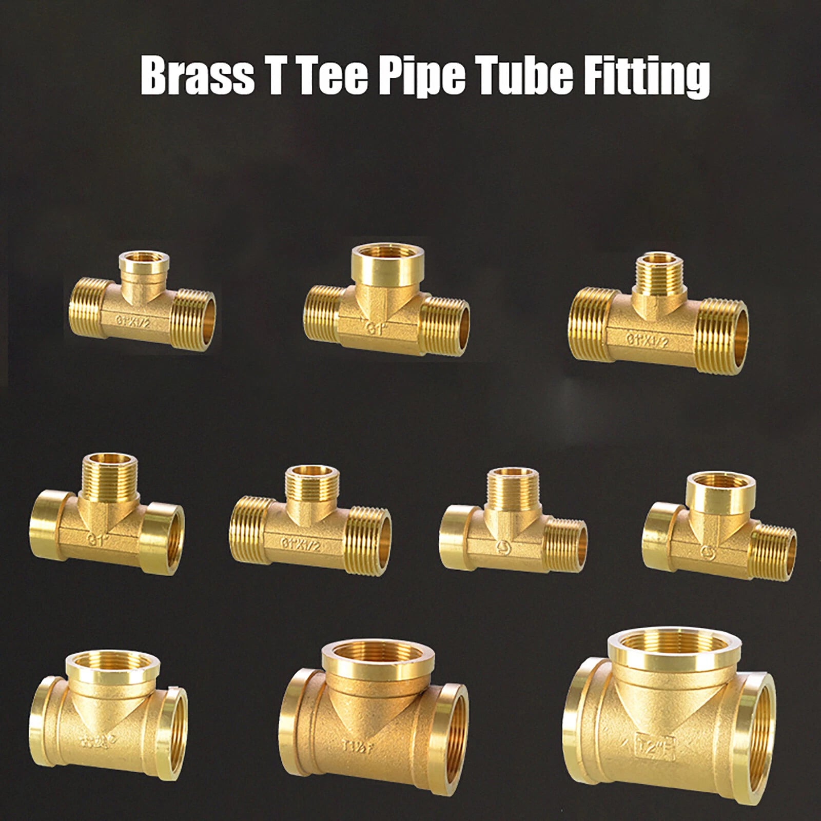 Brass T Tee Pipe Fitting — Female & Male NPT Thread, 3/4" to 2"