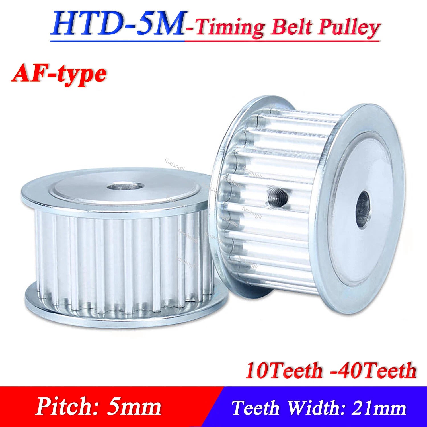 HTD-5M 10T-40T Timing Belt Pulley Pitch 5mm AF-type CNC Drive Pulleys Width 21mm