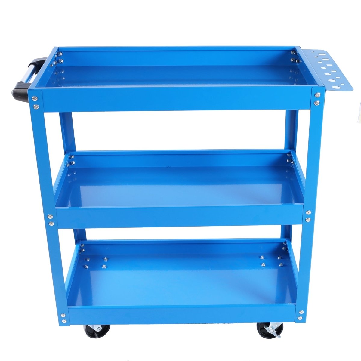 Tool Cart, 3 - Tier Rolling Mechanic Tool Cart, Heavy Duty Steel Utility Cart with Lockable Wheels, 450 LBS Capacity Industrial Service Cart for Garage, Warehouse, Workshop (Blue) - HomeDIYer