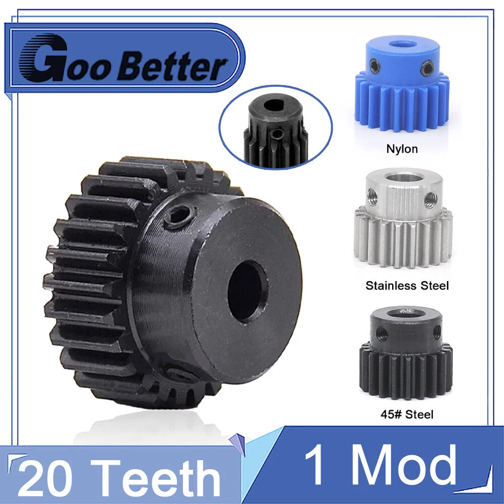 1 Modulus 20 Teeth Spur Gears Transmission Motor Gear Bore 4-12.7mm Pitch 3.14mm