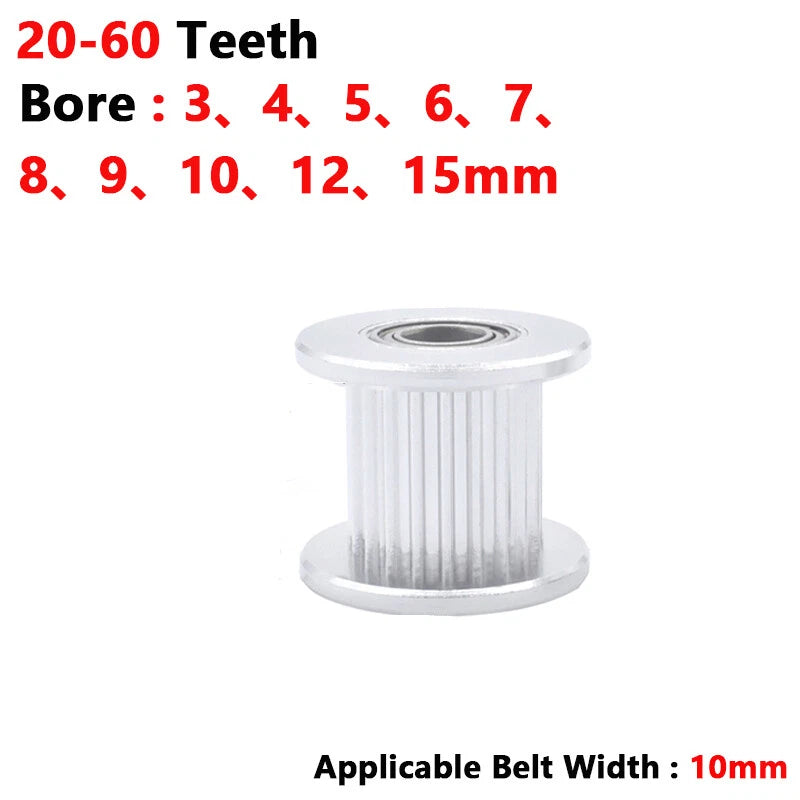 GT2 10mm Timing Belt Toothed Idler Drive Pulley 20 25 30 40 50 60T Bore 3 - 15mm