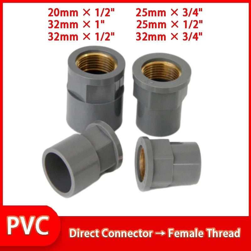 Grey PVC Threaded Pressure Pipe Fittings Ponds Pools Aquarium 1 2" 3 4" 1"