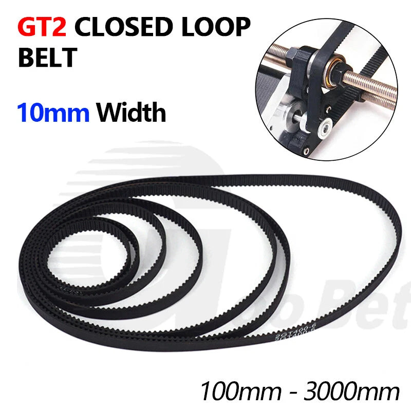 GT2 Closed Loop Timing Belt — 2mm Pitch, 10mm Wide, 85T to 1500T for CNC & 3D Printer