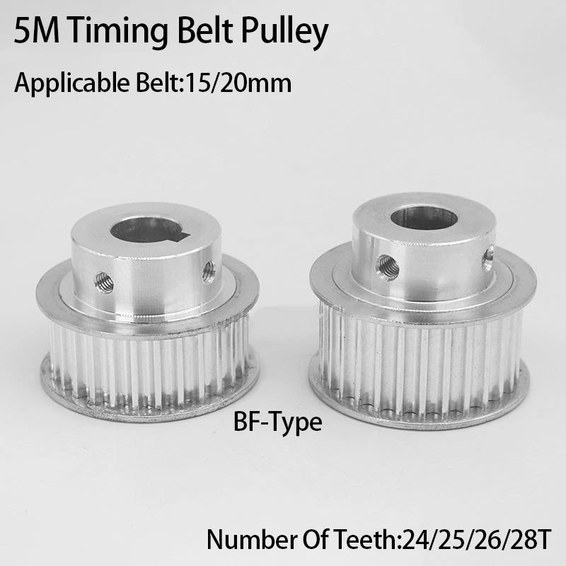 5M BF-Type Timing Belt Pulley 24-28T Synchronous Wheel For 15mm/20mm Width Belt