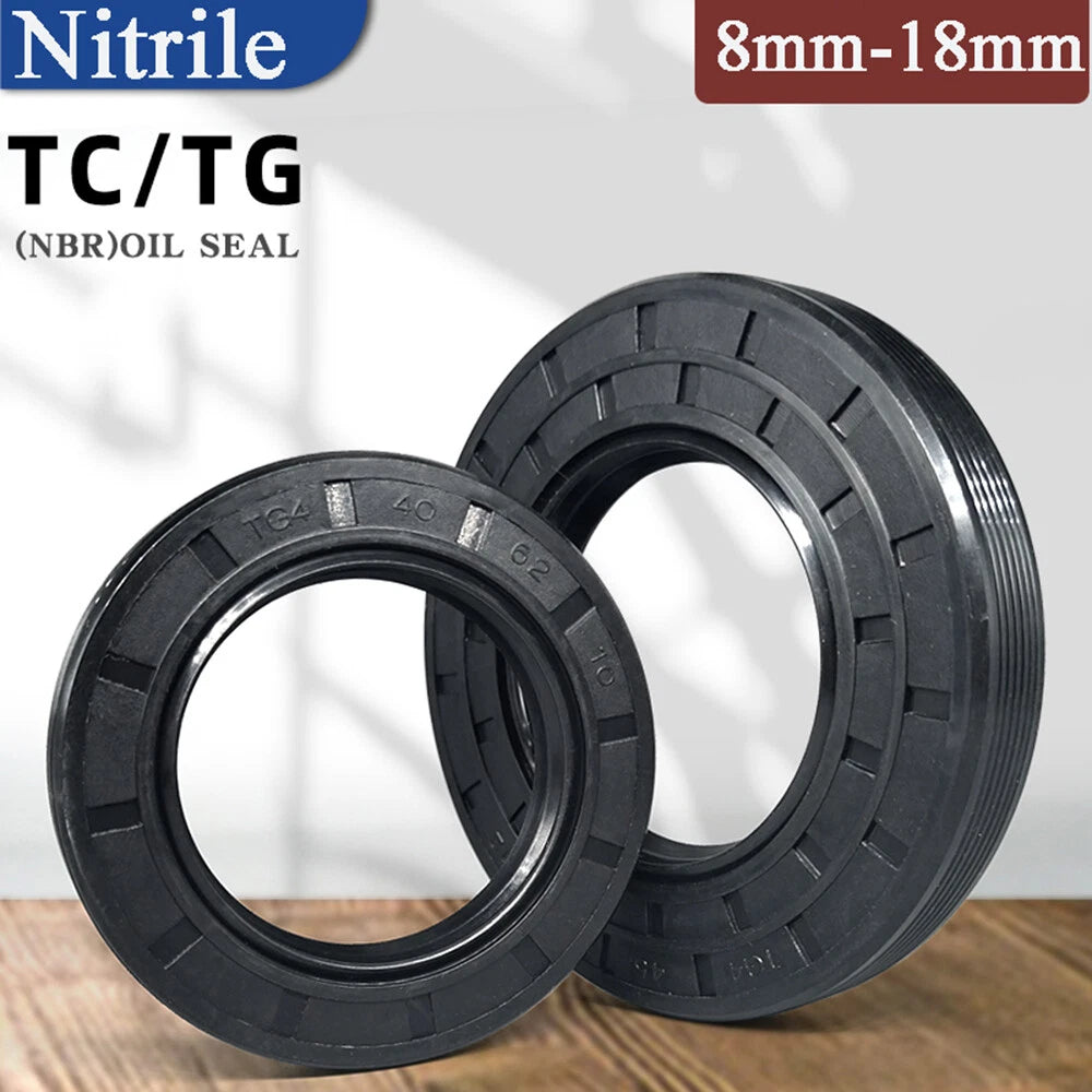 TC Oil Seal Rotary Shaft Seal — NBR Nitrile Rubber Double Lip, Metric Sizes (Pack of 10)
