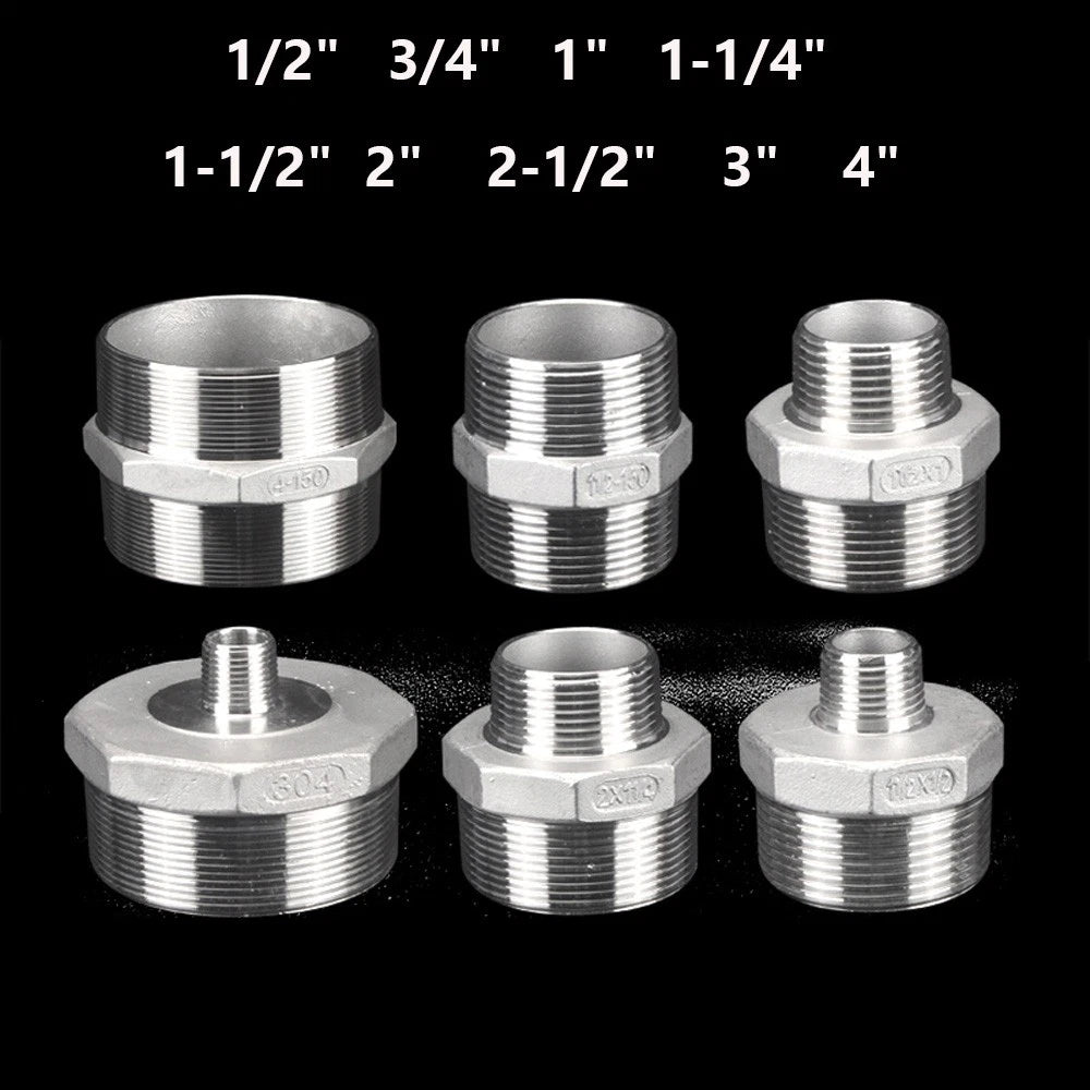 Stainless Steel Threaded Pipe Reducer Nipple — BSP Male to Male Fitting