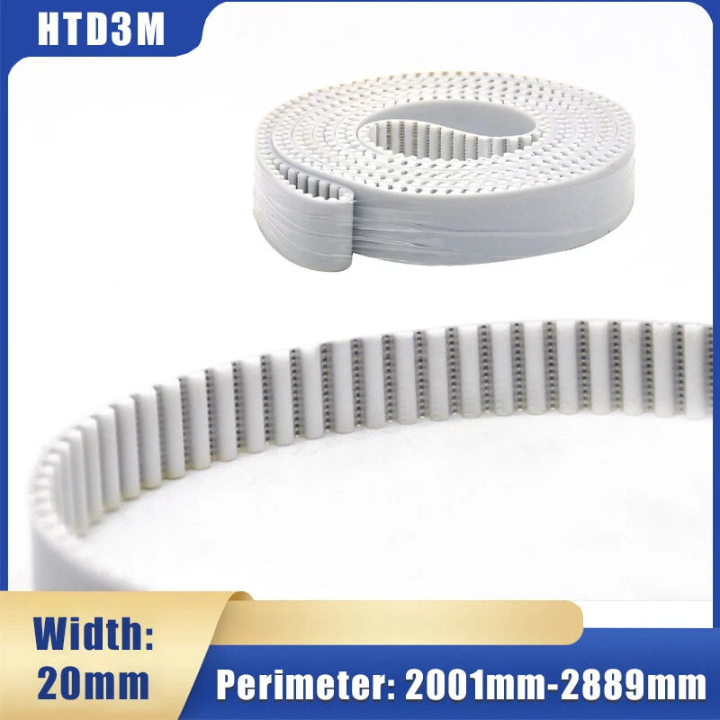 HTD3M Timing Belt 20mm Wide — Polyurethane Steel Wire, Perimeter 2001–2889mm