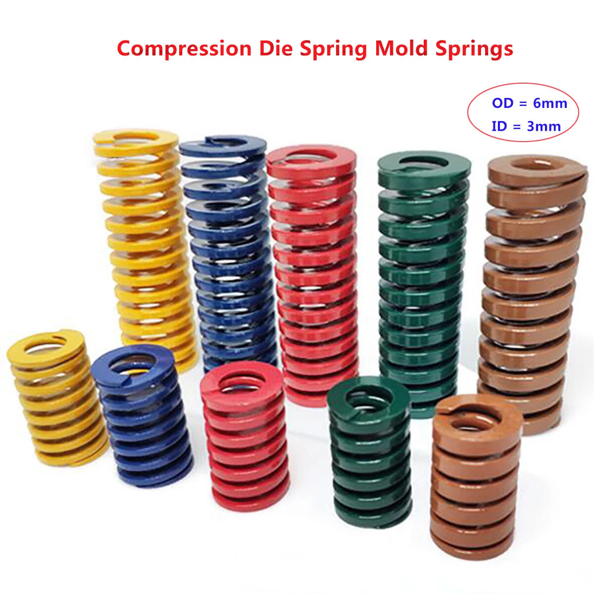 Compression Die Spring, OD 6mm & ID 3mm Light/Medium/Heavy Mold Mould Springs
