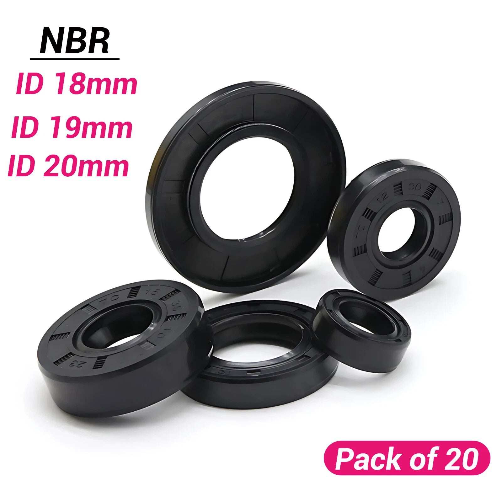 20PCS TC Skeleton Oil Seal Rings NBR Double Lip Seal Rotary Shaft ID 18 19 20mm