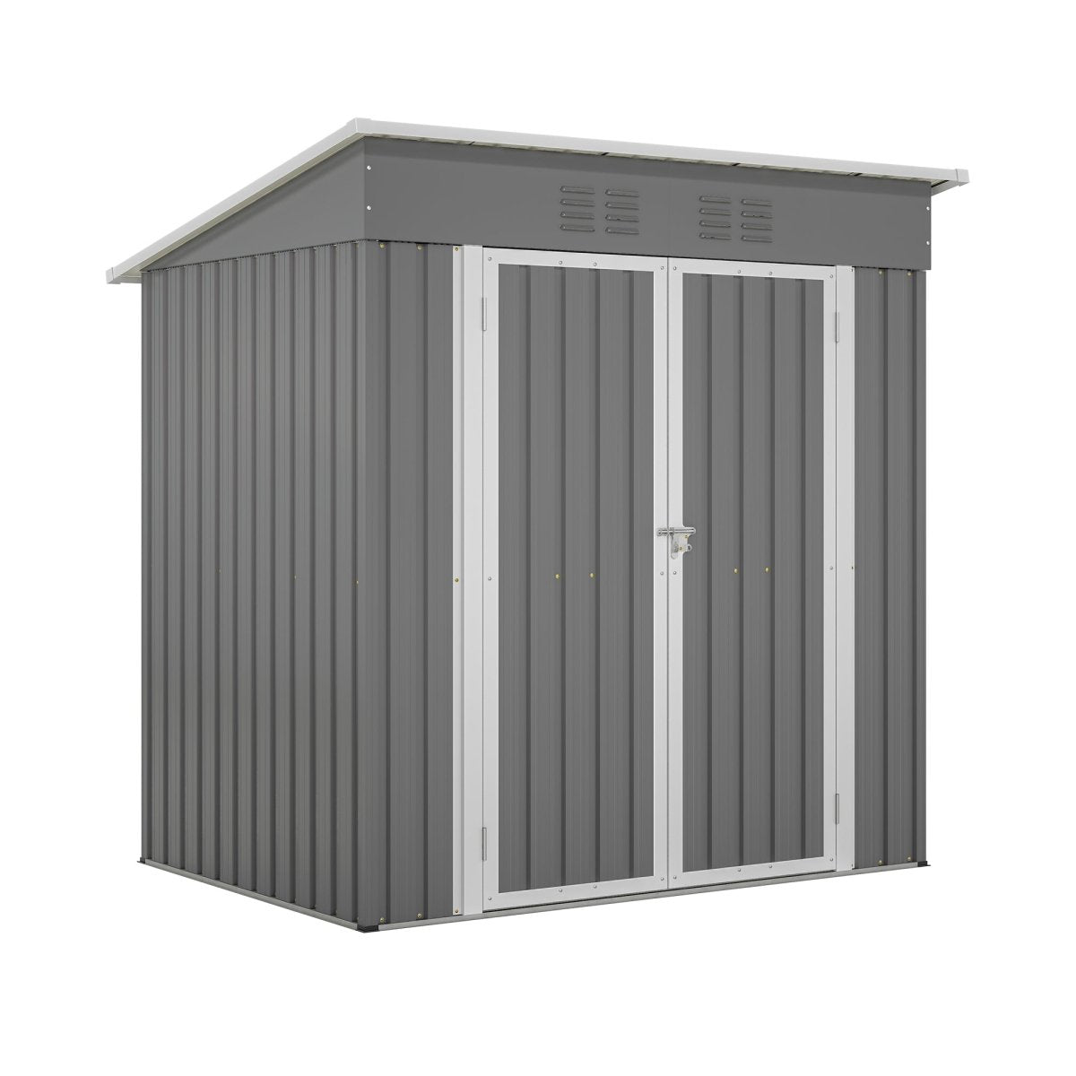 6'x4' Outdoor Metal Storage Shed for Garden Tools Lockable Door With Floor Frame - HomeDIYer