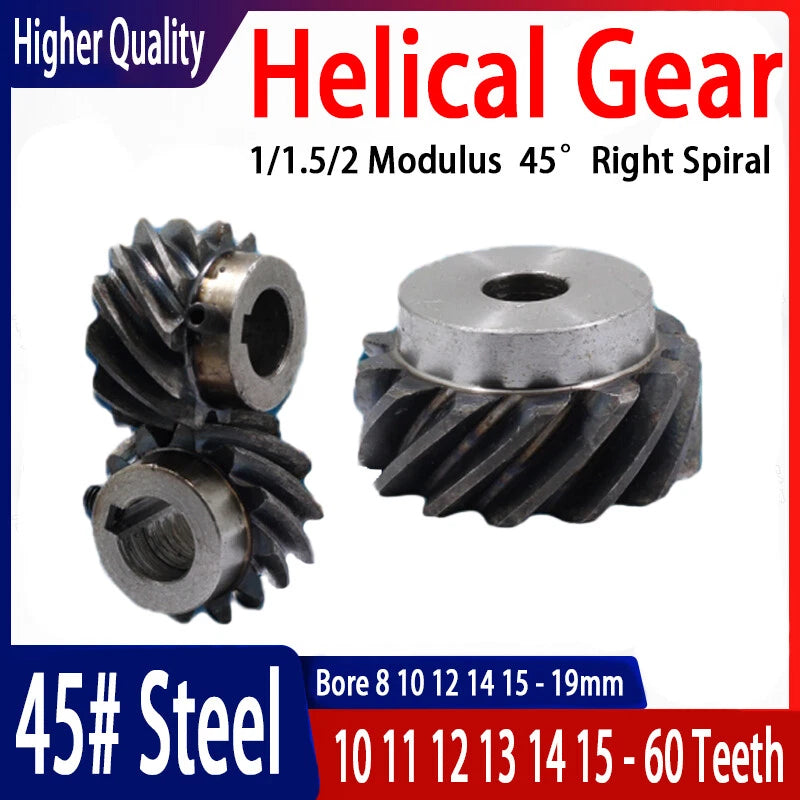1/1.5/2 Modulus Helical Gear With Step 45° Right Spiral Motor Transmission Gear