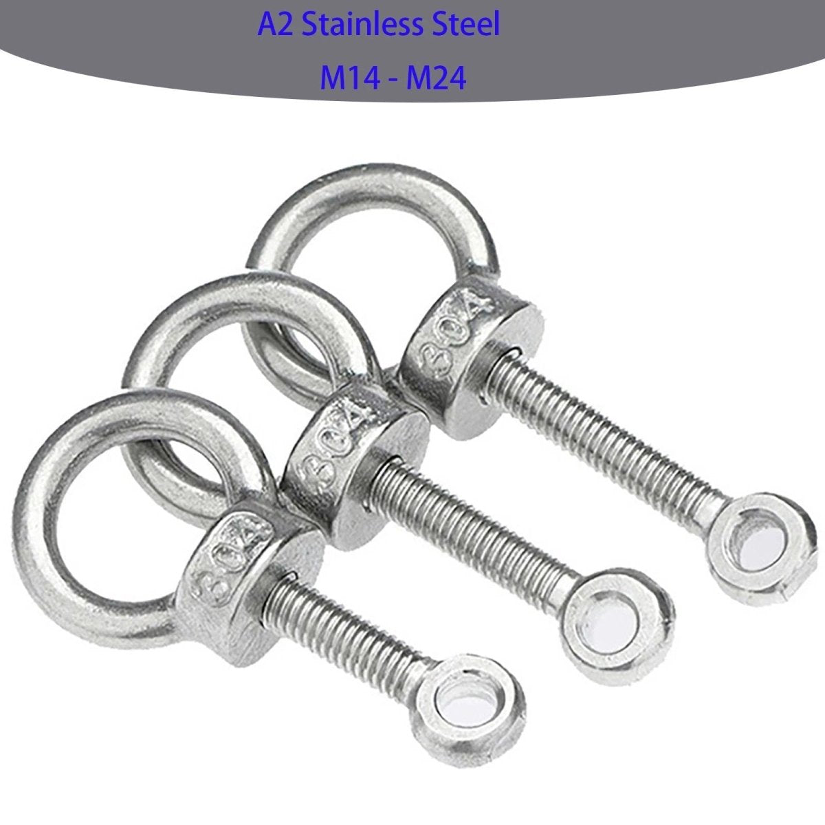 M14–M24 Lifting Eye Bolt & Eye Nut Set | 304 Stainless Steel | 50–200mm - HomeDIYer