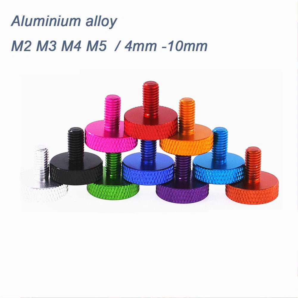 M2–M5 Aluminum Flat Knurled Thumb Screws – 4–10mm, PC Case Hand Grip Bolts (10 Colors) - HomeDIYer
