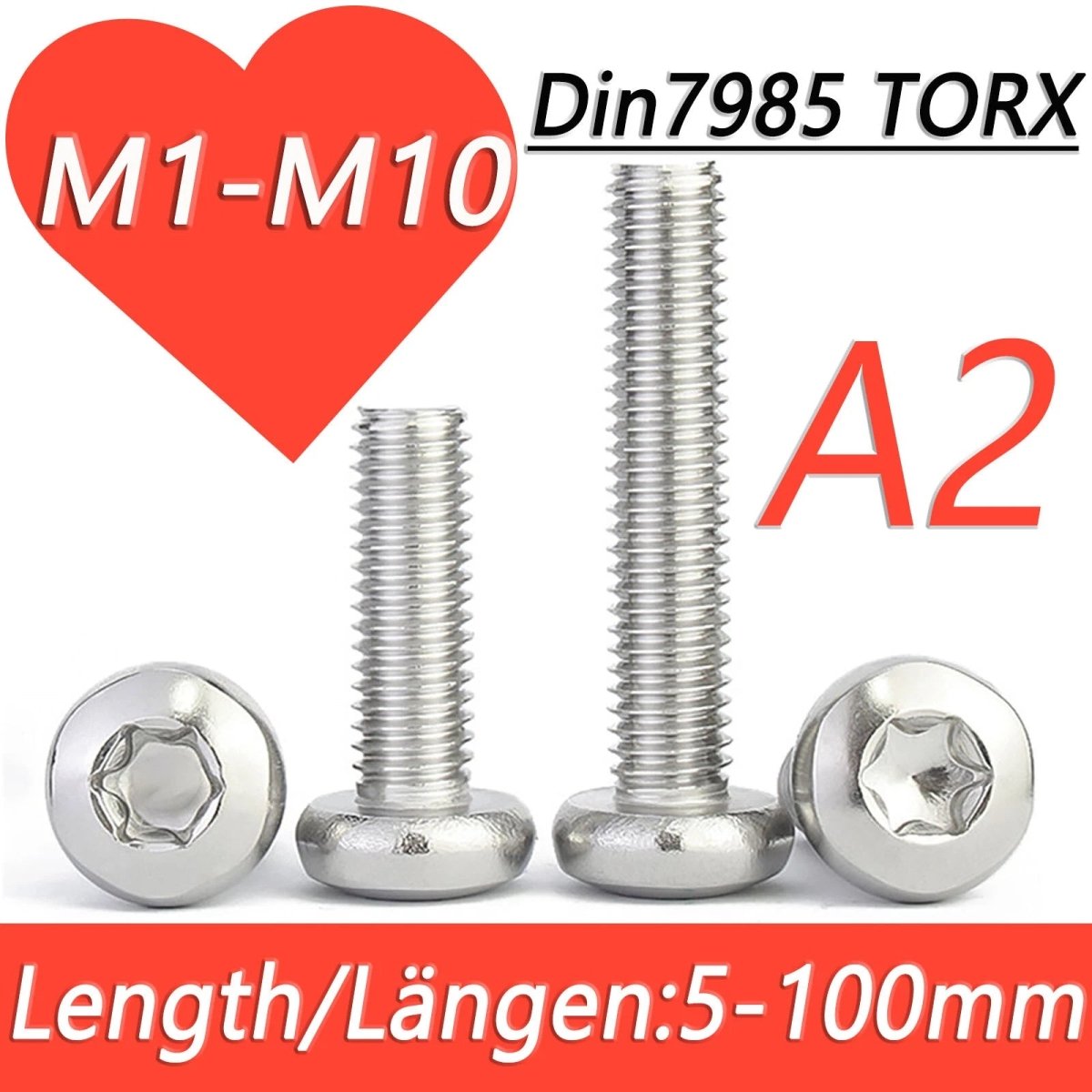 A2 Stainless Steel Torx Pan Head Machine Screws | M1.4 to M10 Six - Lobe Drive - HomeDIYer