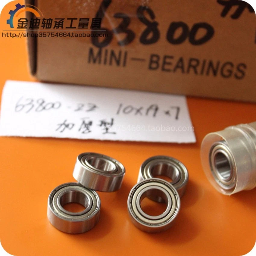 10PCS Miniature deep groove ball bearings 63800-ZZ 63800Z size10 * 19*7