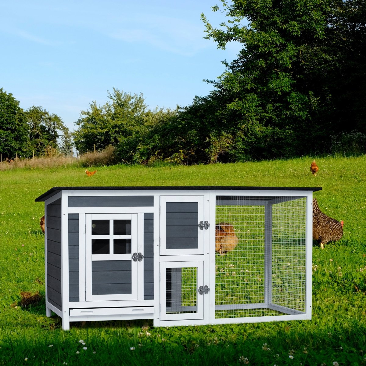Outdoor Indoor Poultry Cage Small Animal House outdoor chicken hutch coop with running cage - HomeDIYer