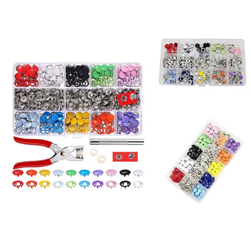 10 Colors Metal Sewing Buttons Hollow Solid Prong Press Studs Snap Fasteners For Clothes Bags 100/200 Set - HomeDIYer