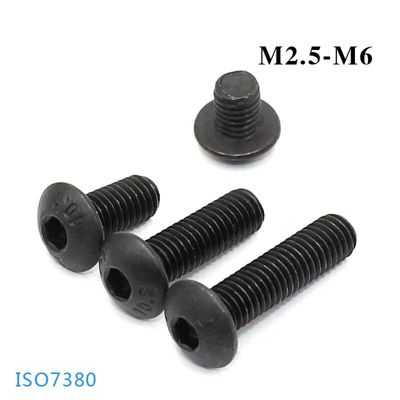 M2.5–M6 Socket Half Round Head Screws – Carbon Steel, Hex Drive, Fully Threaded (5–60mm Lengths)