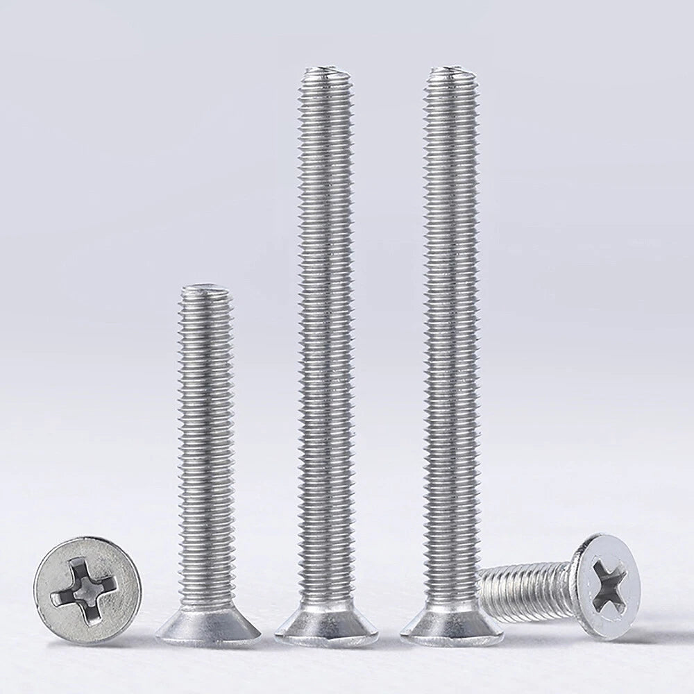 M6 M8 Pozi Countersunk Machine Screws — A4 Stainless Steel, Phillips Flat Head