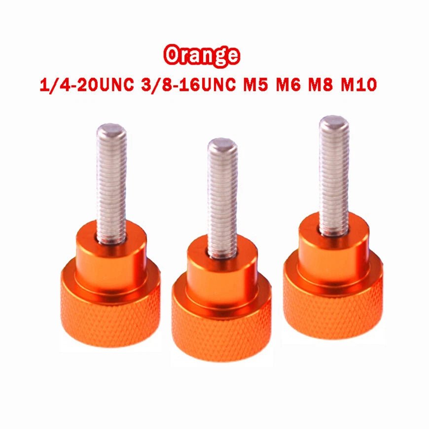 Knurled Thumb Screws — Aluminum & Stainless Steel, Orange | 1/4 - 20, 3/8 - 16, M5–M10 - HomeDIYer