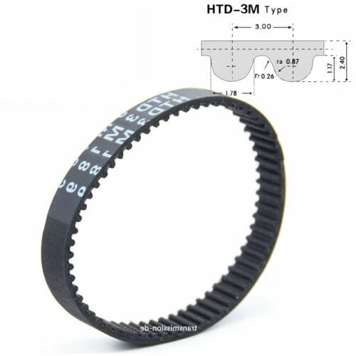 HTD 3M Timing Belt Closed Loop — Rubber Drive Belt, 10/15/20 mm Wide, 87–5100 mm Perimeter