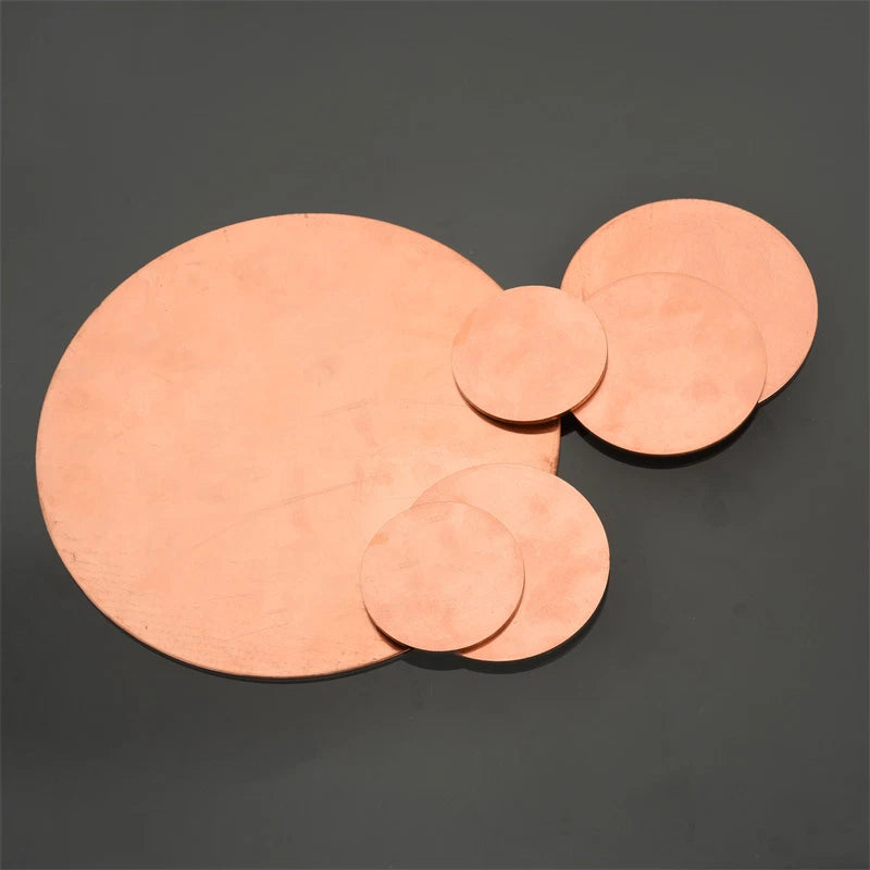 2pcs Pure Copper Metal Round Sheet Disc Plate Dia: 20/30/50/60/80mm Thk:0.5-3mm