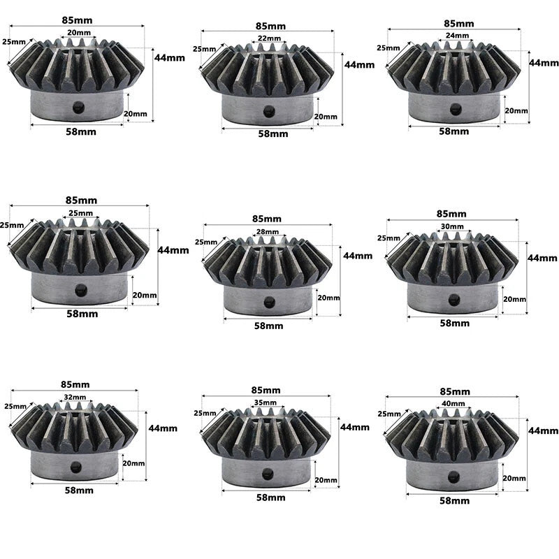 Bevel Gear 4 Module Ratio 1:1 Teeth 20 Bore Dia 20mm 22mm 24mm 25mm 28mm - 40mm