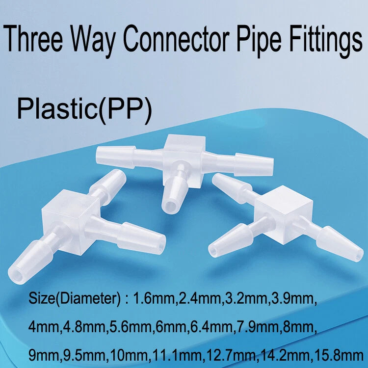 T-Type Three Way Plastic Barbed Hose Connector — Equal Tube Joiner Fitting