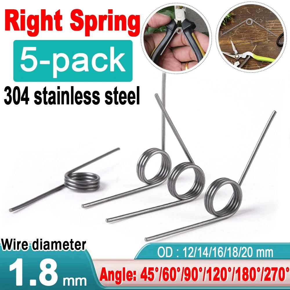 Torsion Spring 1.8 Wire Diameter ,12-20mm OD ,1-5 Coils ,45°-270° Angle Degree