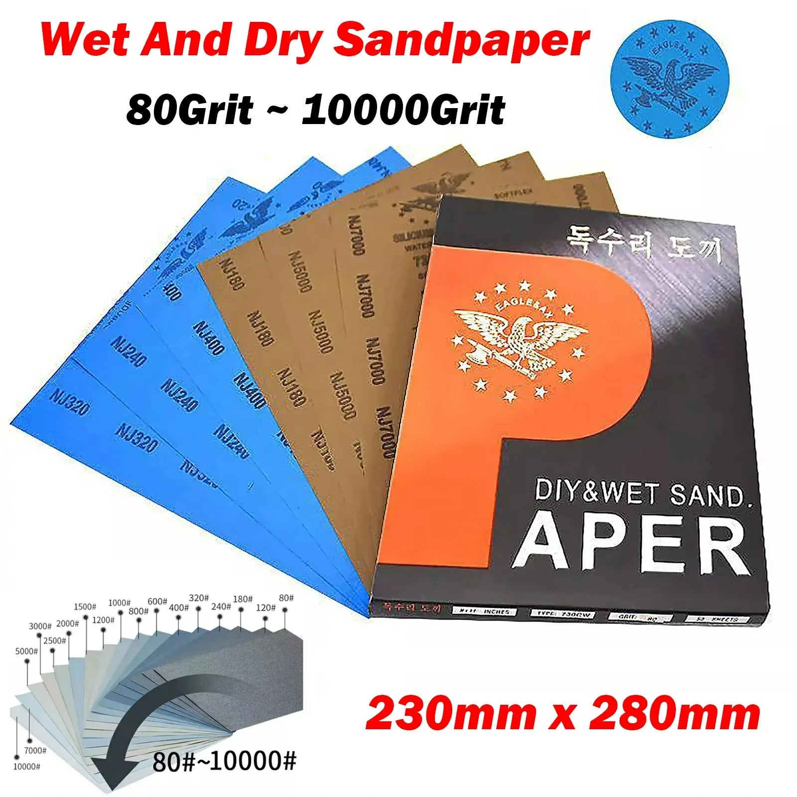 Wet & Dry A4 80 - 10000 Grit Sandpaper Abrasive Polishing Tool Abrasive Sandpaper Paper Sheets Surface Finishing Made 230x280mm - HomeDIYer