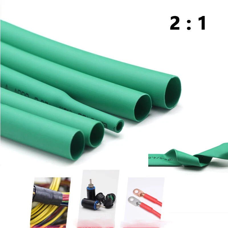 Green Heat Shrink Tubing 2:1 Ratio — Waterproof Wire Sleeving