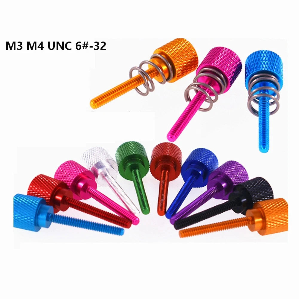 M3 M4 6#-32 Aluminum Knurled Thumb Screws w/without Spring Shock Absorber Bolts