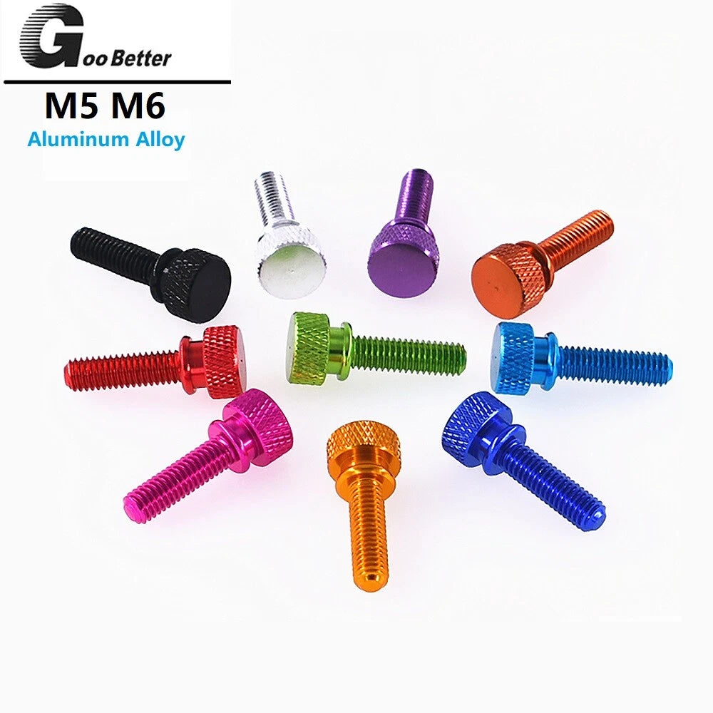 Aluminum Alloy M5 M6 Colourful Anodised Knurled Thumb Screws Hand Grip Knob Bolt