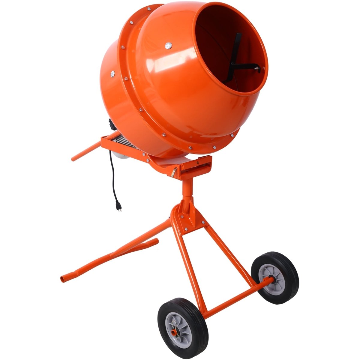 370W Portable Electric Concrete Mixer Cement Mixing Barrow Machine Mixing Mortar Handle with Wheel (4.6 cu/ft.) - HomeDIYer
