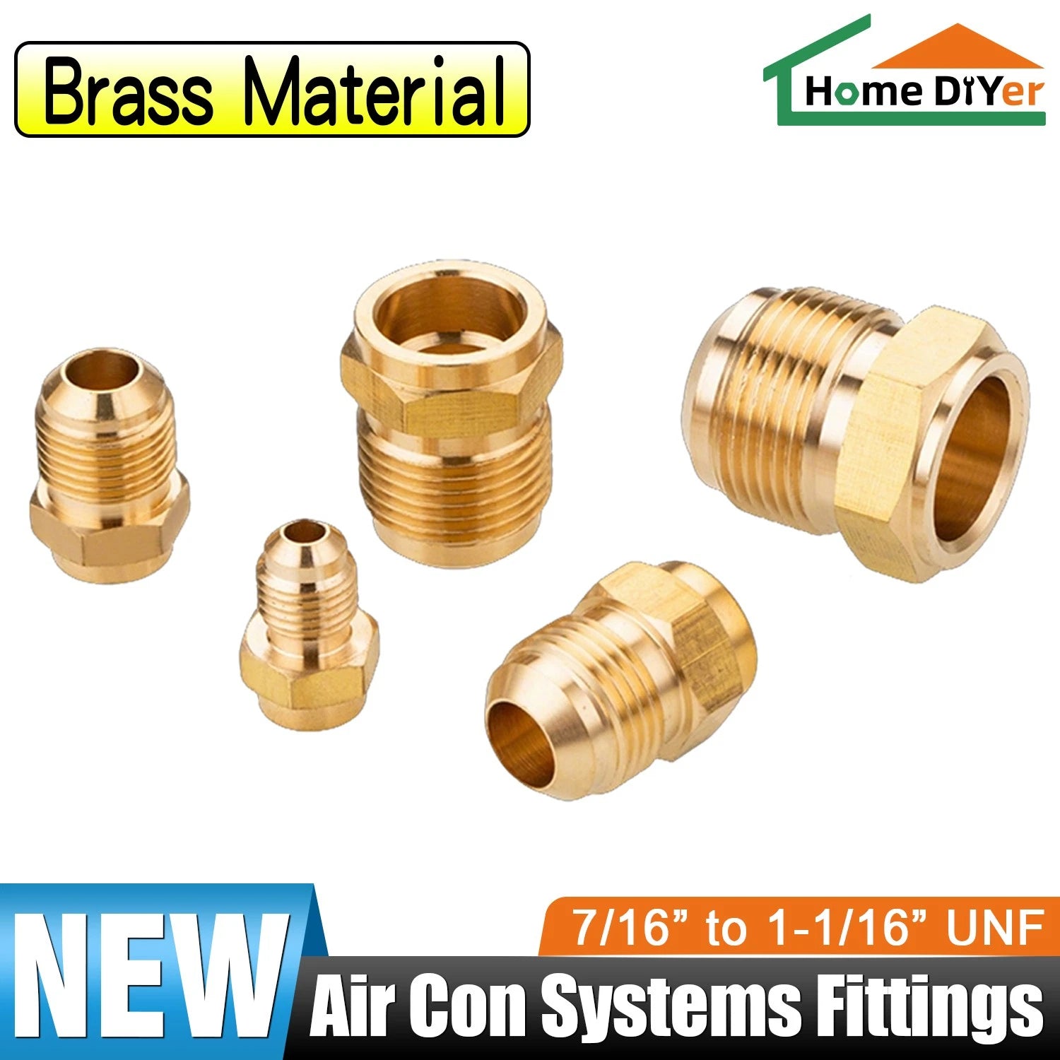 Brass Single Flare Fitting for Copper Refrigeration Tube — UNF Thread