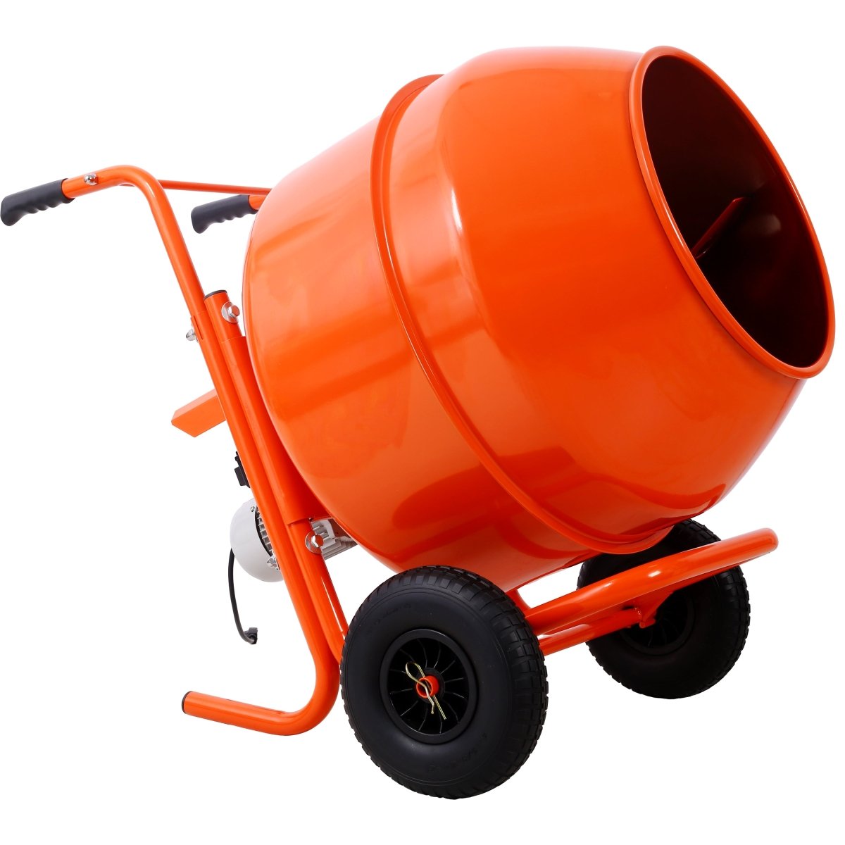 224L 8CUFT horizontal portable cement mixer,Wheel Barrow Portable Cement Concrete Mixer 115V - 60HZ,orange color - HomeDIYer