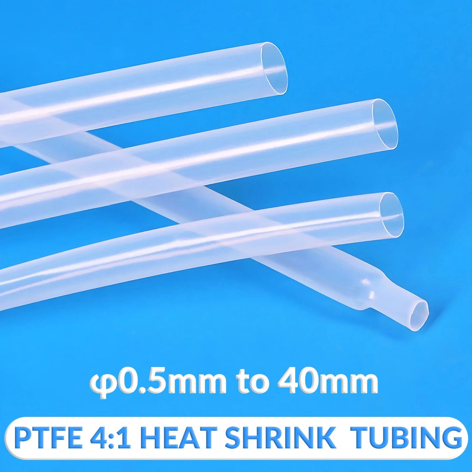 Clear PTFE 4:1 Heat Shrink Tubing — 260°C High Temp, φ0.5mm–φ40mm