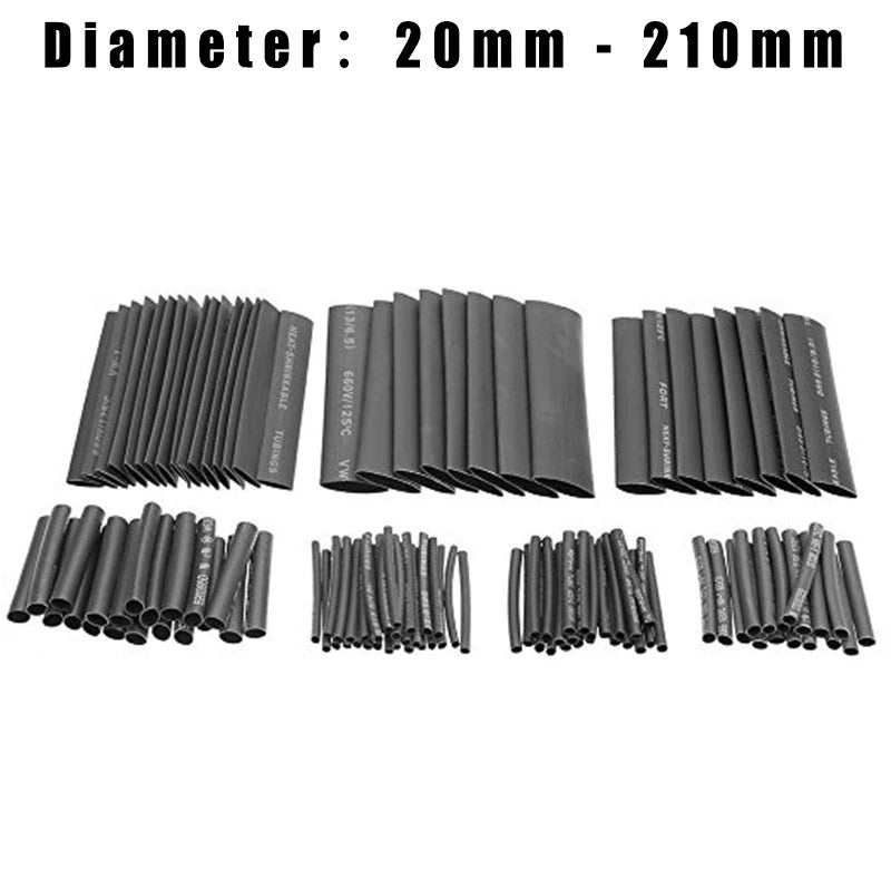 Black Heat Shrink Tubing 2:1 — 20mm to 210mm Large Diameter, 20cm Piece
