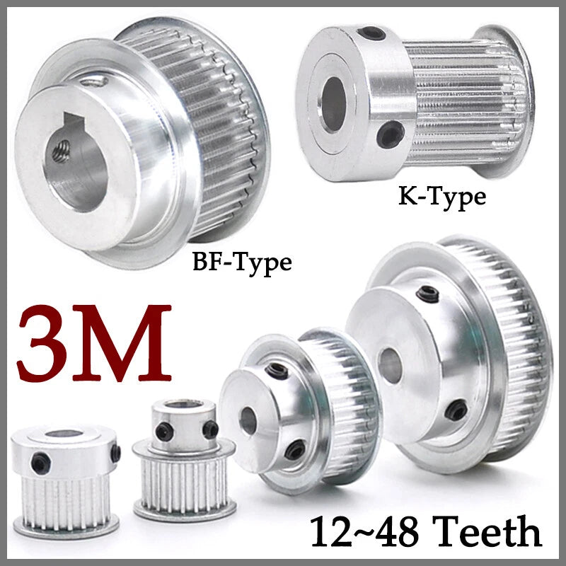 3M Timing Belt Drive Pulley BF/K-Type Pitch 3mm For CNC Step Motor 12~48 Teeth