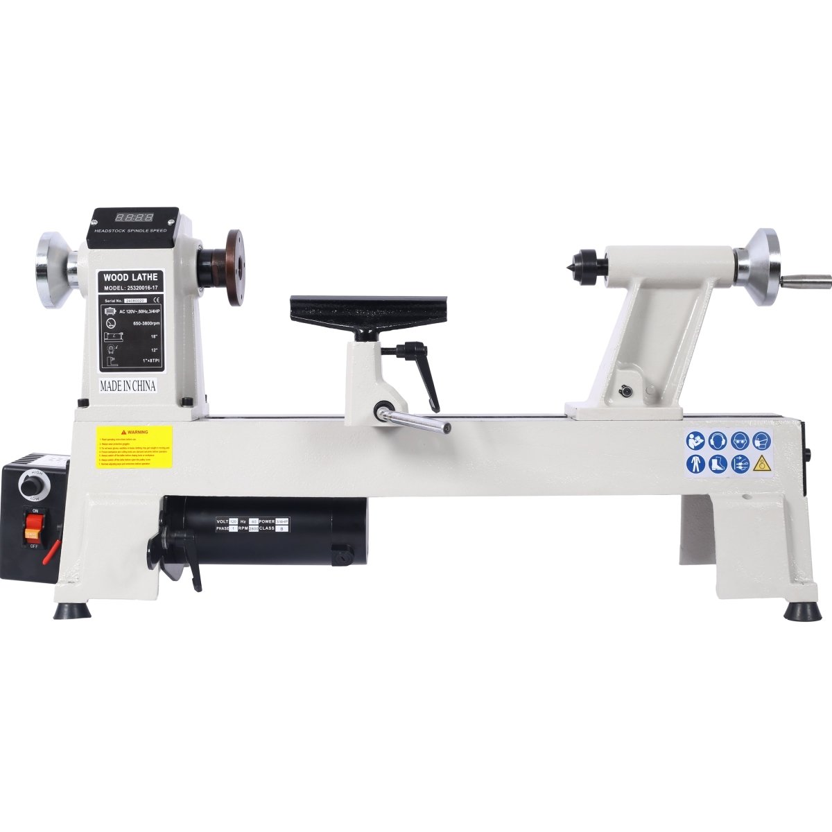 12" x 18" Wood Lathe, Benchtop Wood Lathe Machine 3/4 HP Infinitely Variable Speed 650 - 3800 RPM for Woodworking, Woodturning - HomeDIYer