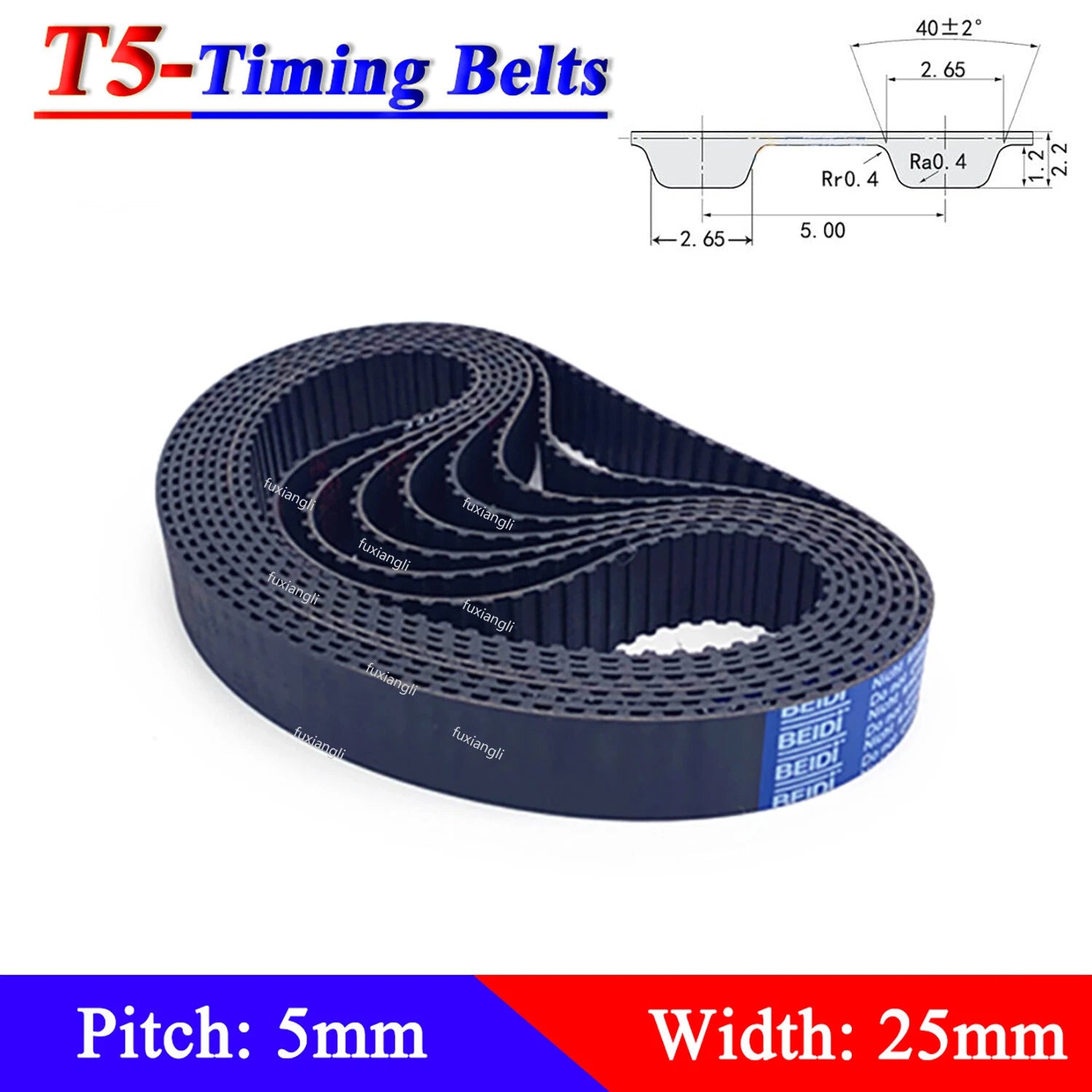 T5 Timing Belt 5mm Pitch 25mm Wide Closed Loop Rubber Synchronous Belt