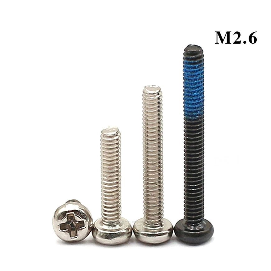 M2.6 Phillips Round Pan Head Machine Screws — Computer Bolts, Multiple Finishes - HomeDIYer